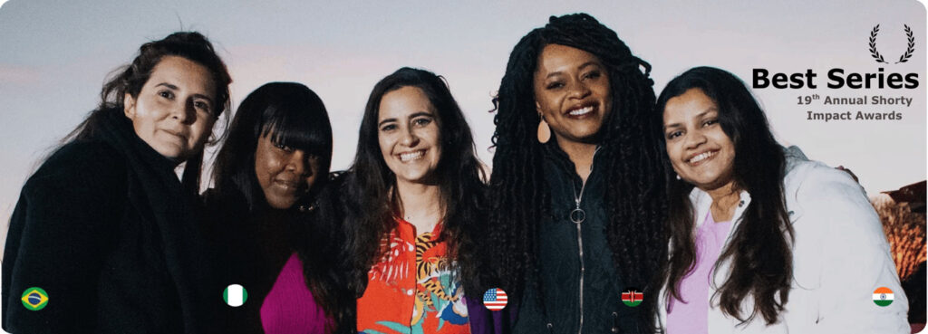 A group of female filmmakers and cast members from Nigeria, Kenya, USA, involved in Shuga Global's Shuga Shorts initiative, showcasing inclusive storytelling and underrepresented voices in media production | formerly MTV Shuga | Best Series 19th Annual Shorty impact awards